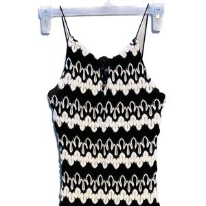 Knit racer front lined black and white dress